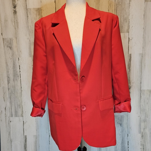 Sophie & Trey Womens Red Double-Breasted Blazer Jacket Size Large Modern Classic - Picture 14 of 14